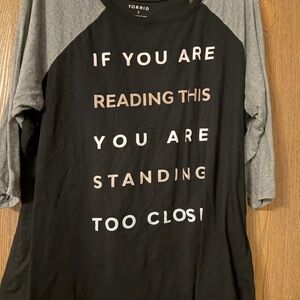 Torrid Black and Gray Statement Jersey Top